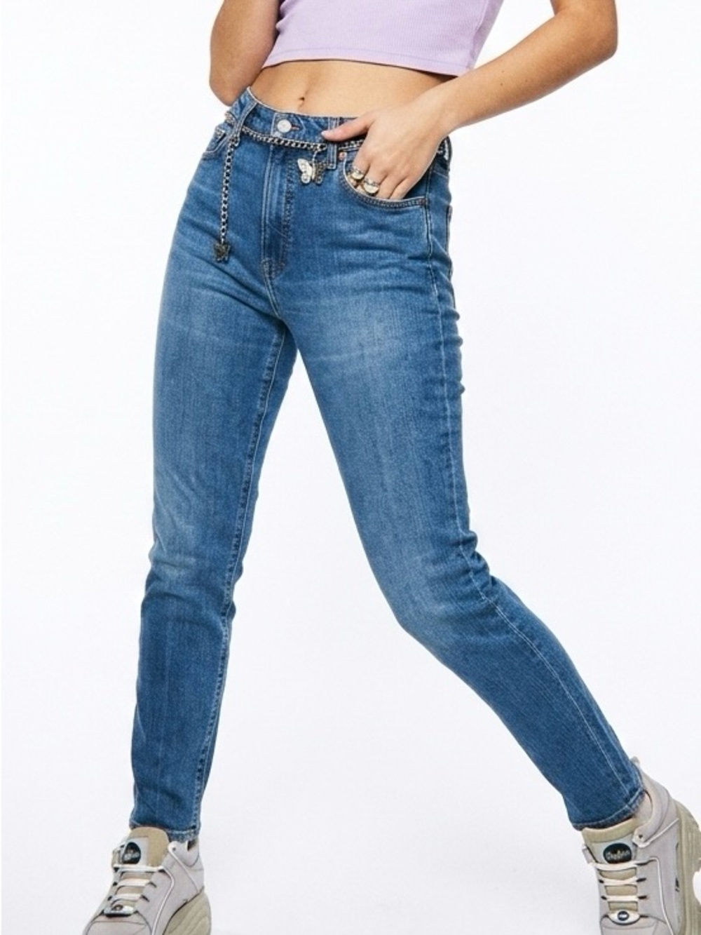 Lucky Brand Bella Skinny Jeans Candiani Premium Denim High Rise Blue Wash 4/27